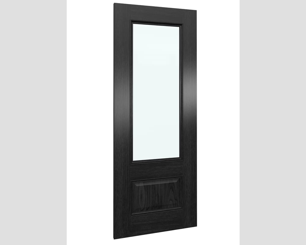 686x1981x35mm (27") Surrey Black Oak Clear Glass - Prefinished Internal Doors