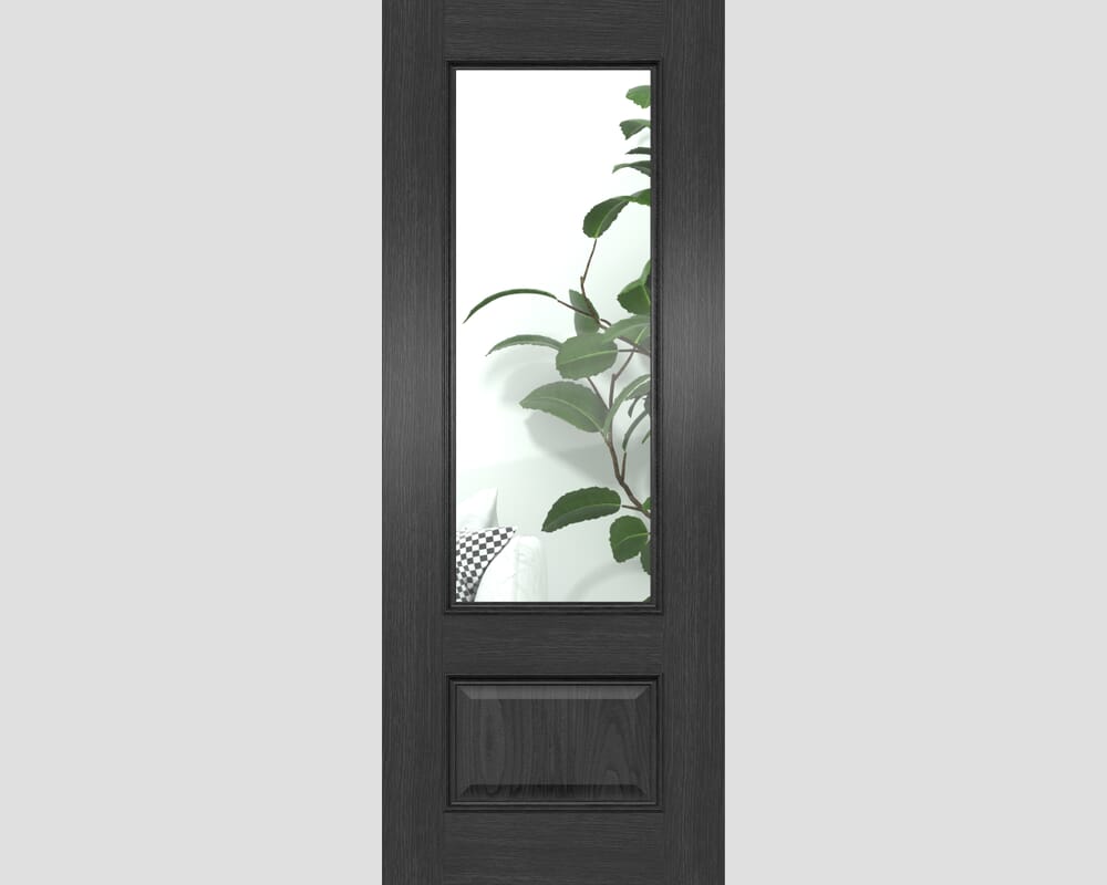 686x1981x35mm (27") Surrey Black Oak Clear Glass - Prefinished Internal Doors