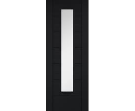 Linear 7 Panel Clear Glazed Black Laminate Internal Doors