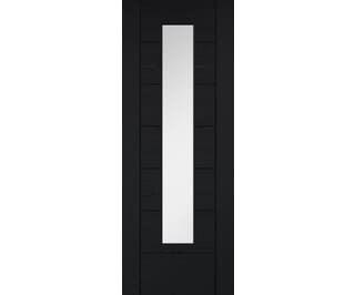 Linear 7 Panel Clear Glazed Black Laminate Internal Doors