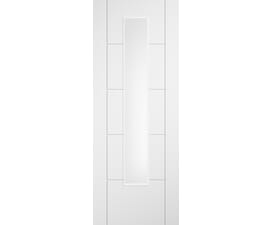 Linear 7 Panel Clear Glazed White Laminate Internal Doors