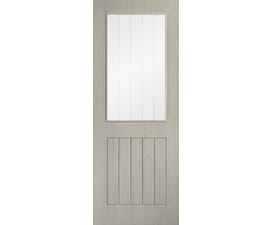 Cottage Light Grey Clear Glass with Frosted Lines Laminate Internal Doors