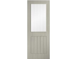 Cottage Light Grey Clear Glass with Frosted Lines Laminate Internal Doors