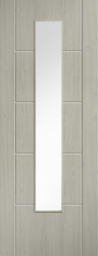 Ladder 5 Panel Clear Glazed Light Grey Laminate Door