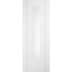 Ladder 5 Panel Clear Glazed White Laminate Door