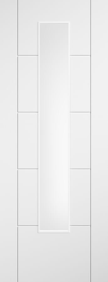 Ladder 5 Panel Clear Glazed White Laminate Door