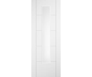 Ladder 5 Panel Clear Glazed White Laminate Internal Doors