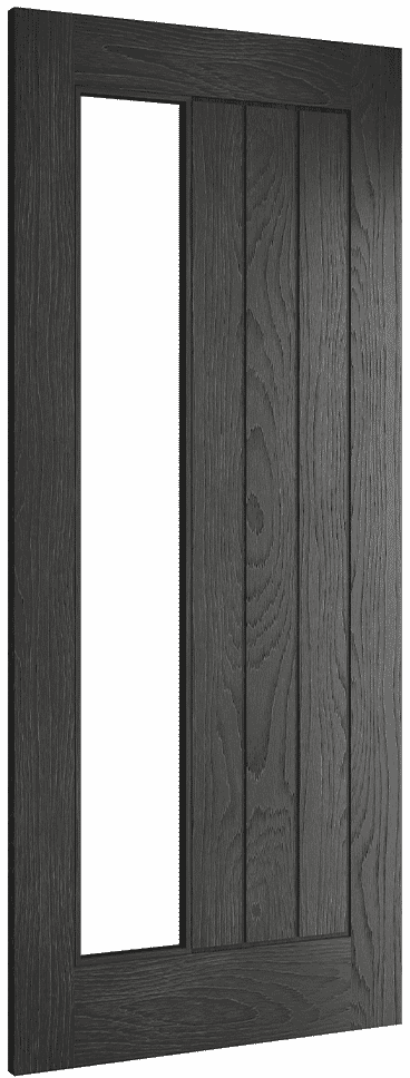 686x1981x35mm (27") Ely 1SL Glazed Brushed Black Oak - Prefinished Internal Doors
