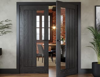 Ely 1SL Glazed Brushed Black Oak - Prefinished Internal Doors