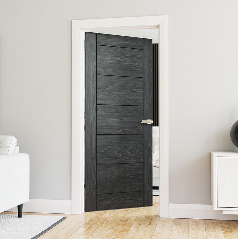 610x1981x35mm (24") Seville Brushed Black Oak - Prefinished Internal Doors