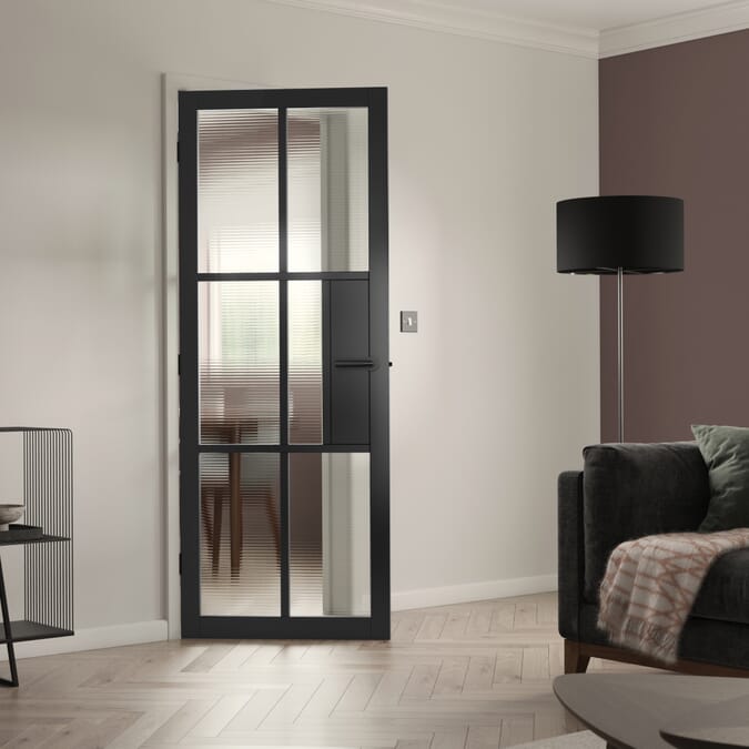 838x1981x35mm (33") Civic Black Reeded Glass Internal Doors