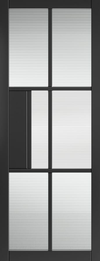 Civic Black Reeded Glass Door