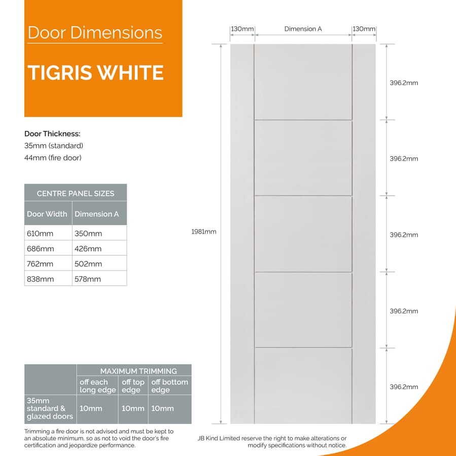 Tigris White Primed Fire Door