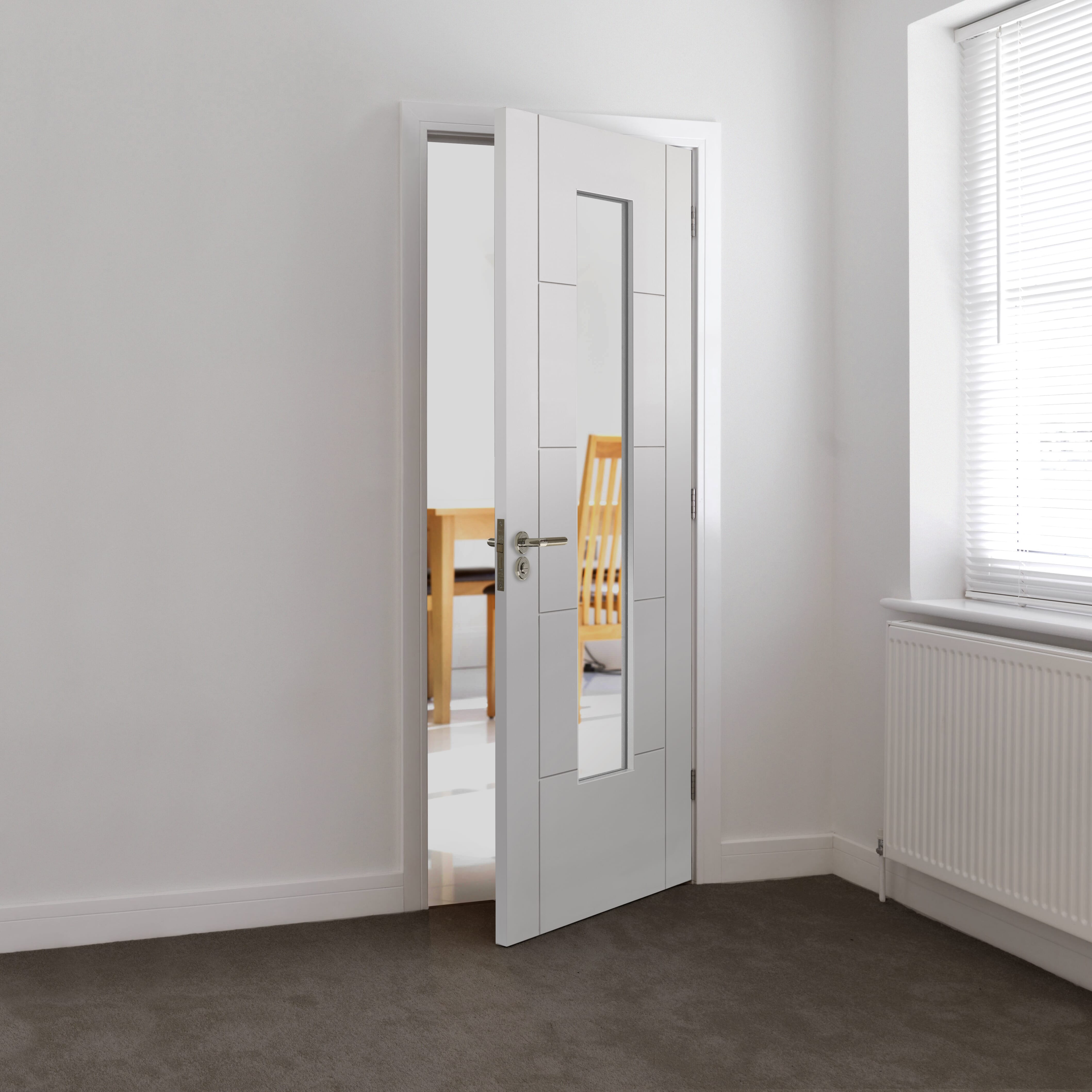 1981mm x 762mm x 35mm (30") Tigris White Primed Slim Glazed Internal Doors