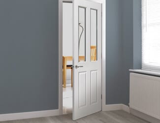 White Grained Canterbury 2 Light Clear Glass Internal Doors