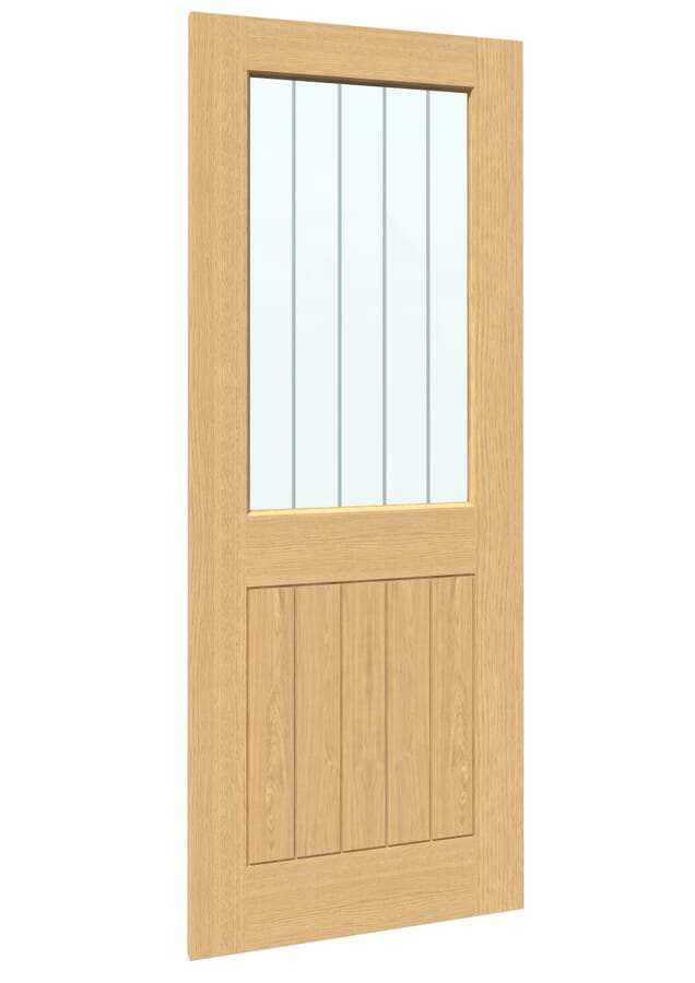 Cottage Oak Clear Glass with Frosted Lines Door