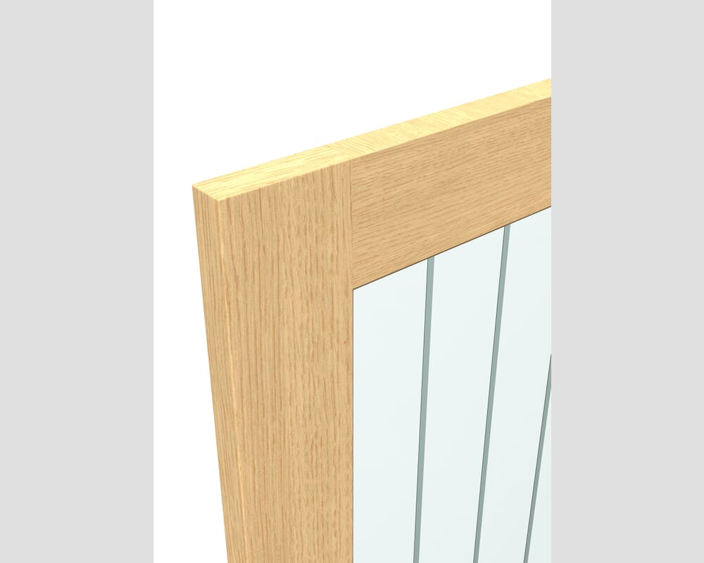 610x1981x35mm (24") Cottage Oak Clear Glass with Frosted Lines - Prefinished Internal Doors