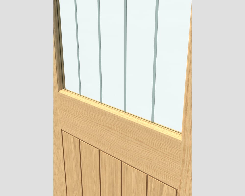 610x1981x35mm (24") Cottage Oak Clear Glass with Frosted Lines - Prefinished Internal Doors