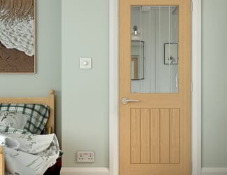 Cottage Oak Clear Glass with Frosted Lines Internal Doors