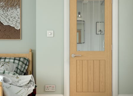 Cottage Oak Clear Glass with Frosted Lines - Prefinished Internal Doors