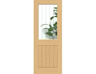 Cottage Oak Clear Glass with Frosted Lines Internal Doors