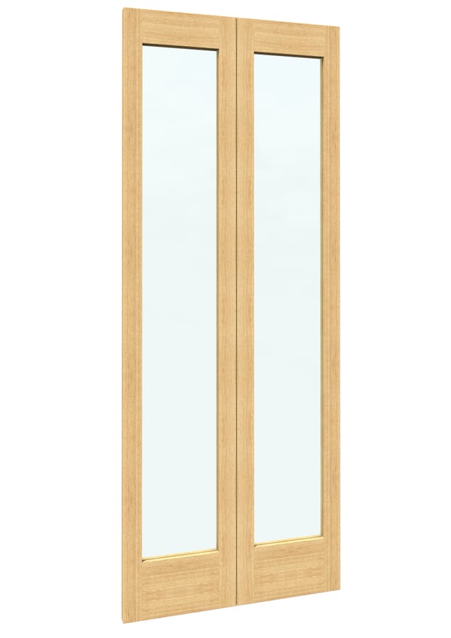 Oak Shaker 1 Light Clear Glass Bi-fold Doors