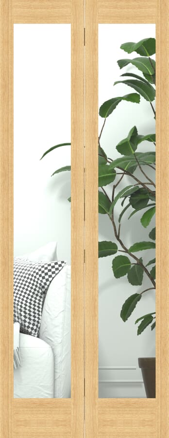 Oak Shaker 1 Light Clear Glass Bi-fold Doors