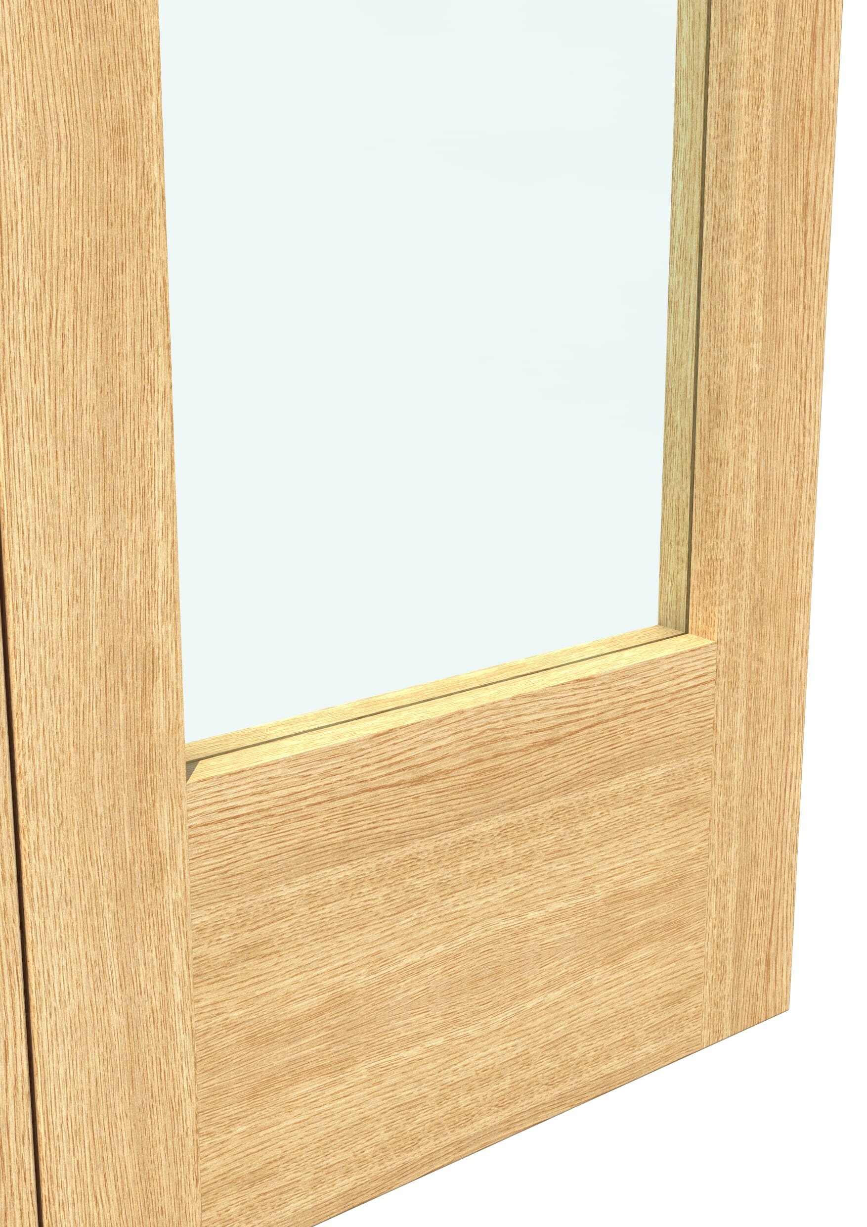 762x1981x35mm (30") Oak Shaker 1 Light Clear Glass Bi-fold Doors