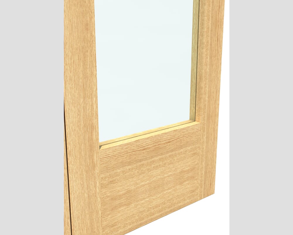 762x1981x35mm (30") Oak Shaker 1 Light Clear Glass Bi-fold Doors
