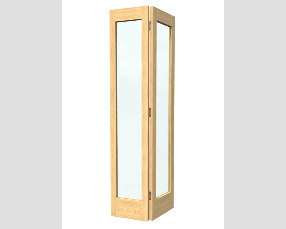 762x1981x35mm (30") Oak Shaker 1 Light Clear Glass Bi-fold Doors