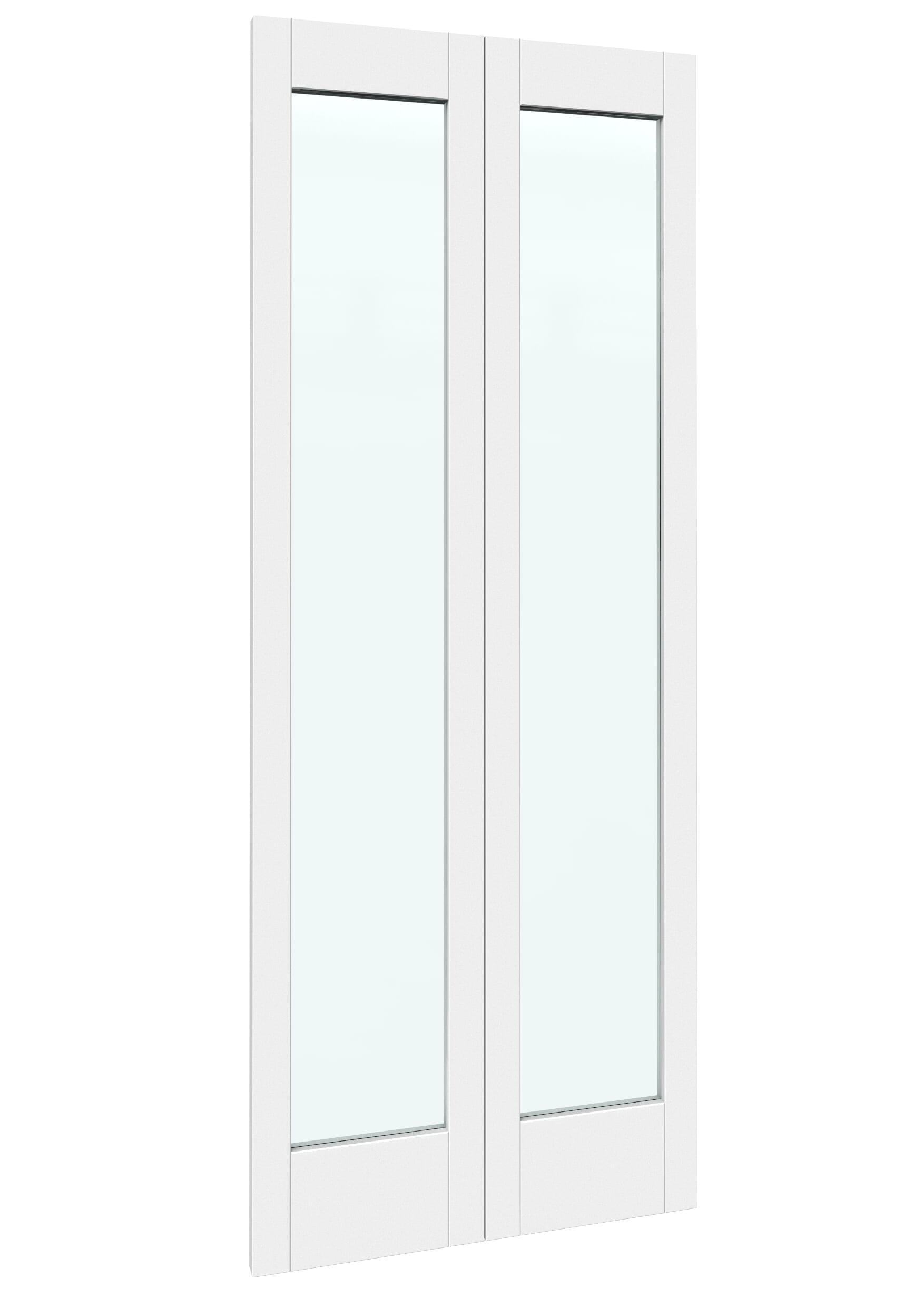 762x1981x35mm (30") White Shaker 1 Light Clear Glass Bi-fold Doors