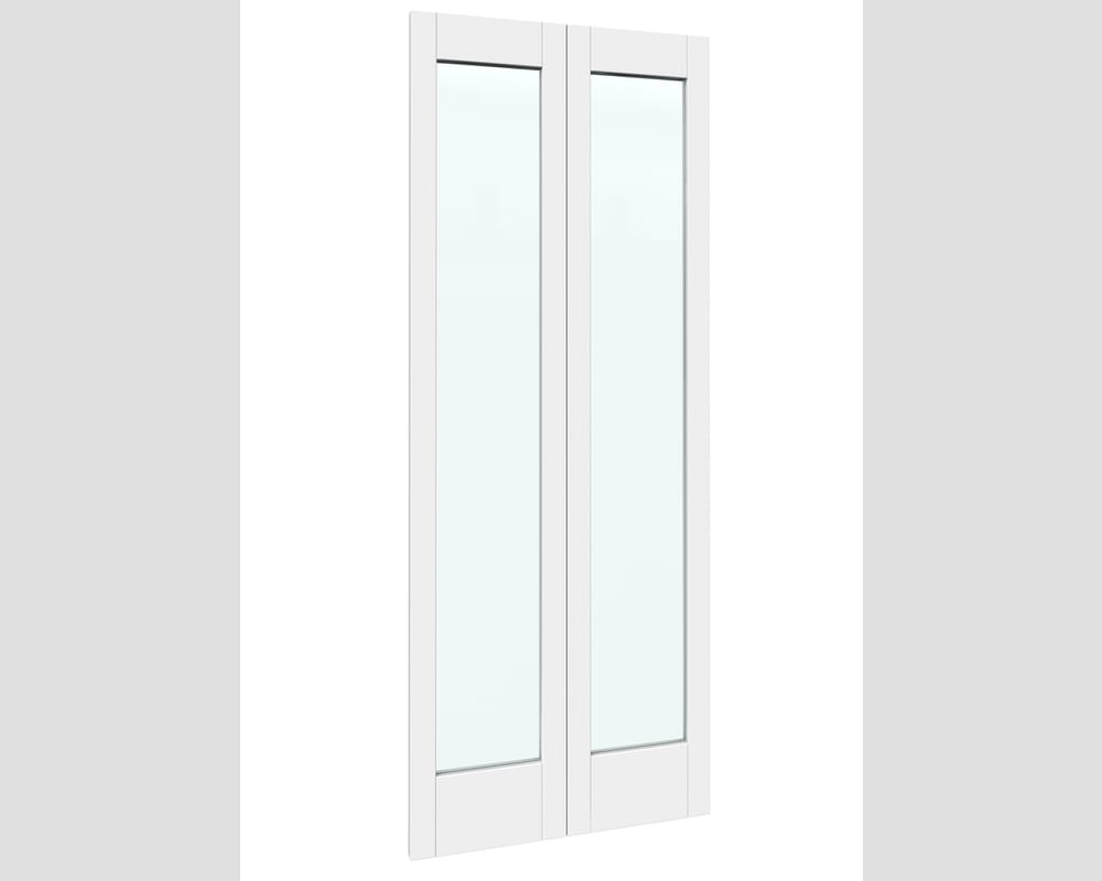 762x1981x35mm (30") White Shaker 1 Light Clear Glass Bi-fold Doors