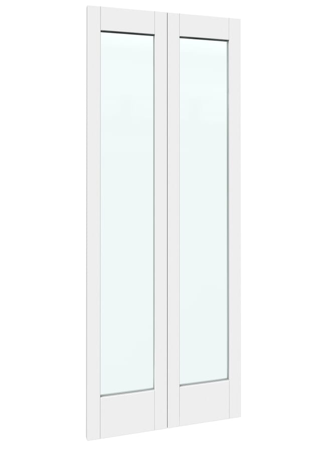 White Shaker 1 Light Clear Glass Bi-fold Doors