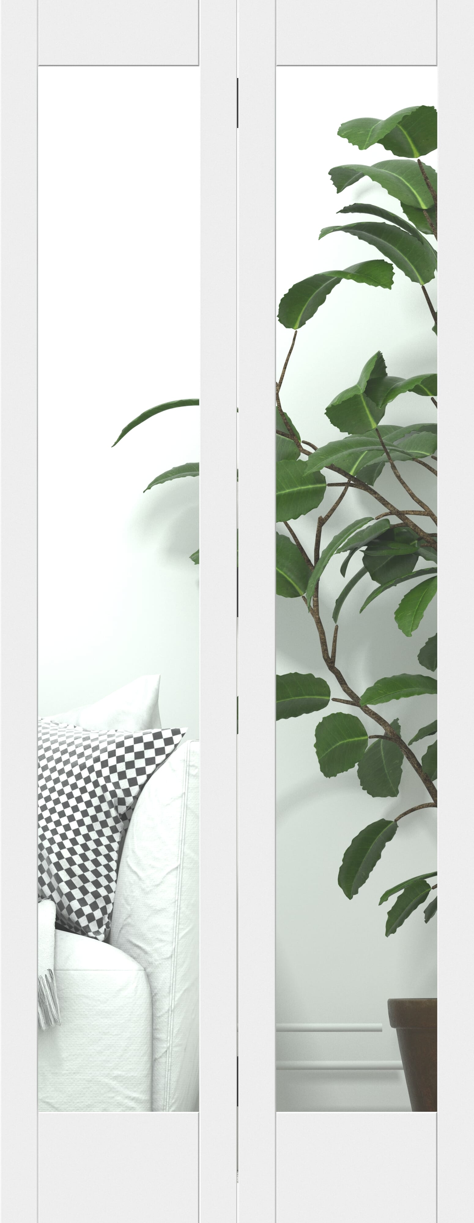 762x1981x35mm (30") White Shaker 1 Light Clear Glass Bi-fold Doors