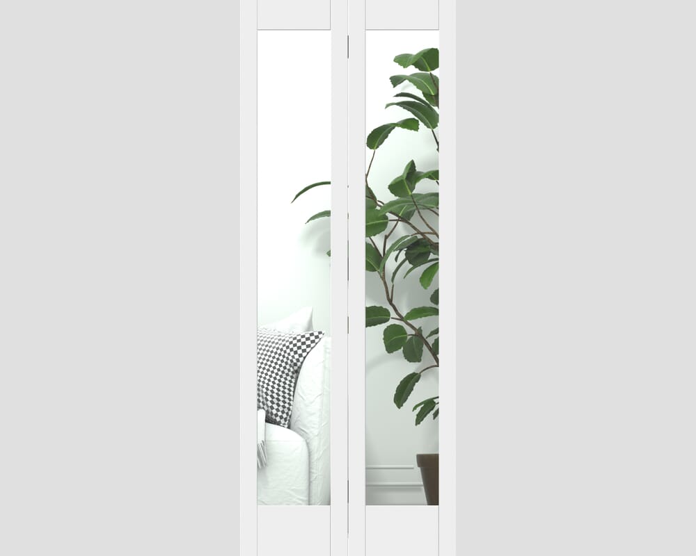 762x1981x35mm (30") White Shaker 1 Light Clear Glass Bi-fold Doors