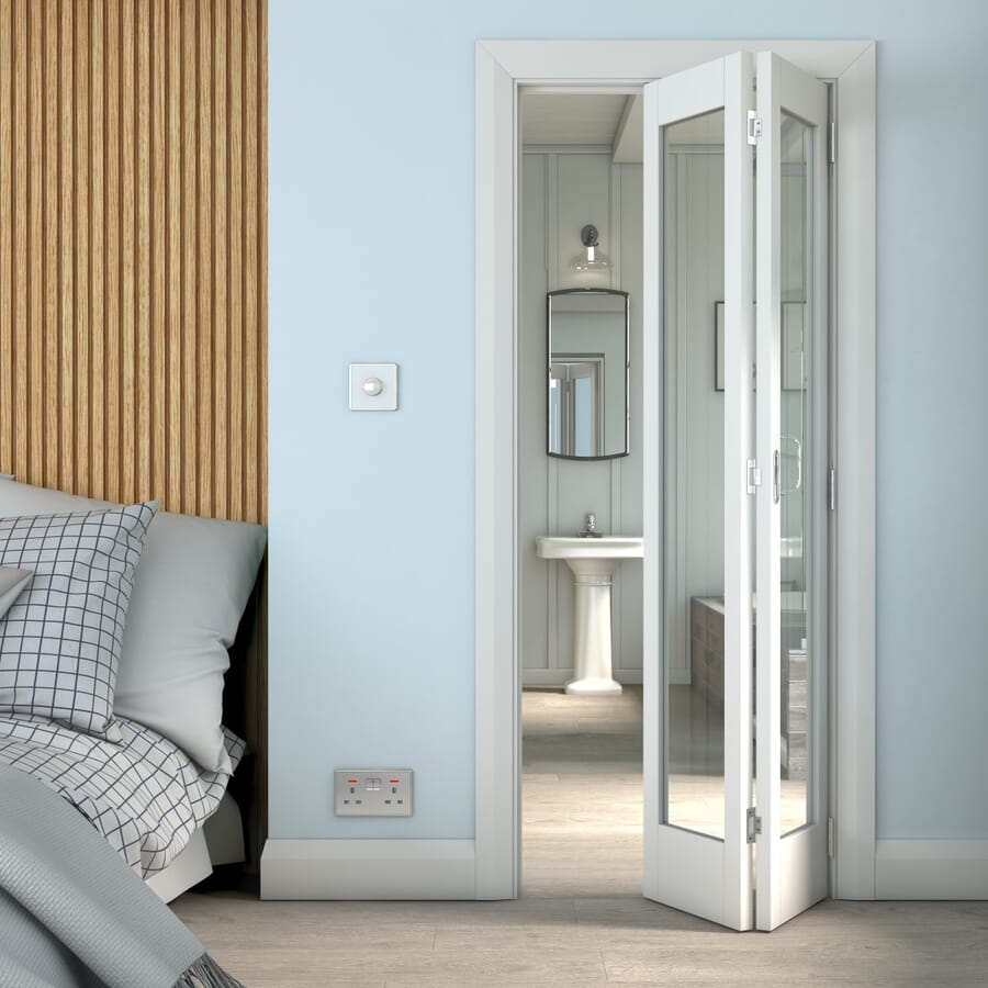 White Shaker 1 Light Clear Glass Bi-fold Doors