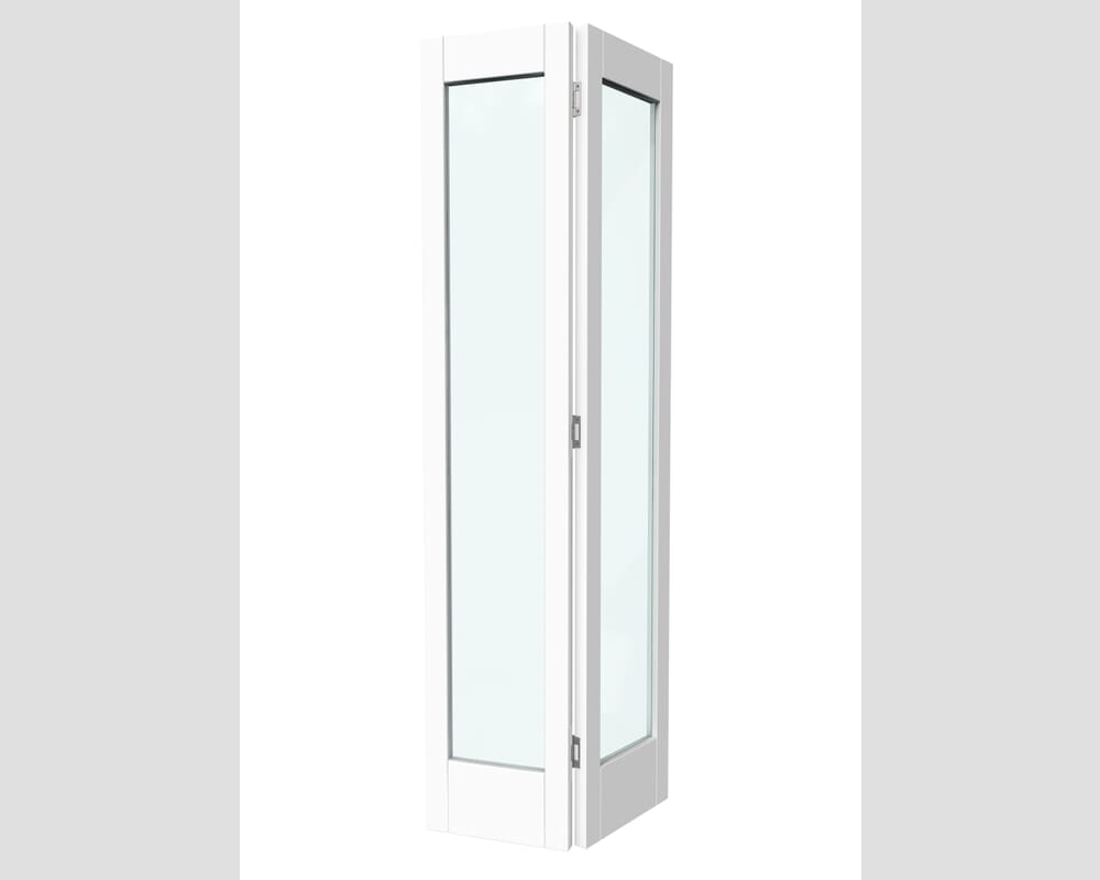 762x1981x35mm (30") White Shaker 1 Light Clear Glass Bi-fold Doors