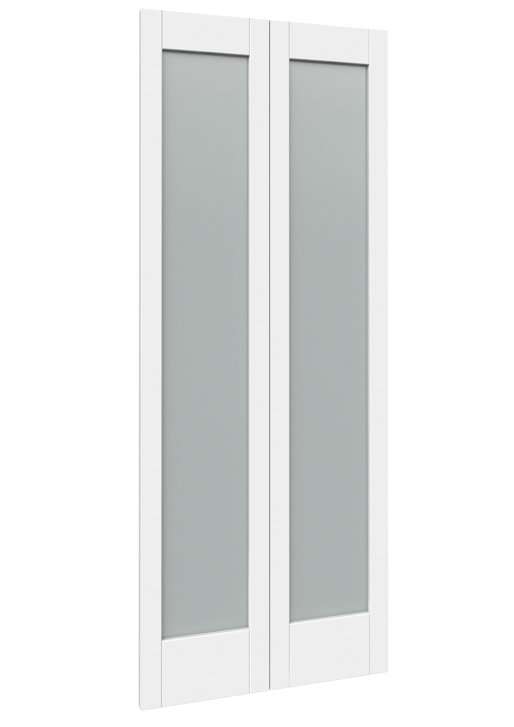 762x1981x35mm (30") White Shaker 1 Light Frosted Glass Bi-fold Doors