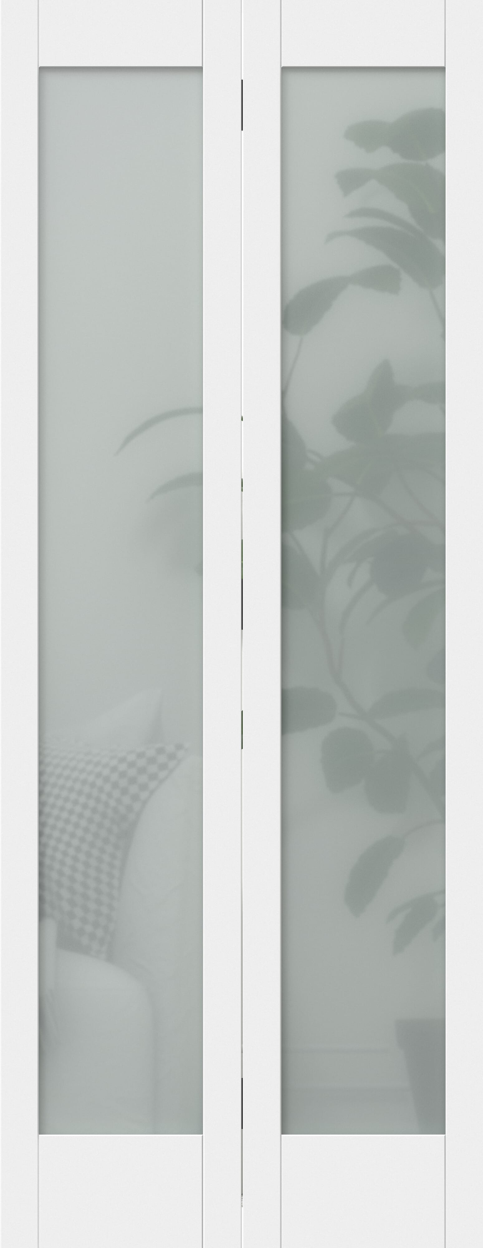 762x1981x35mm (30") White Shaker 1 Light Frosted Glass Bi-fold Doors