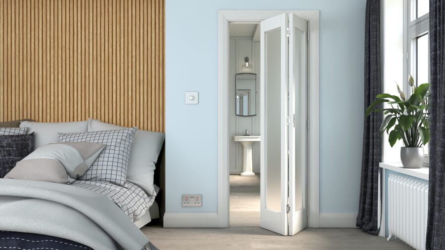 White Shaker 1 Light Frosted Glass Bi-fold Doors