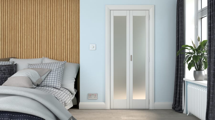 White Shaker 1 Light Frosted Glass Bi-fold Doors