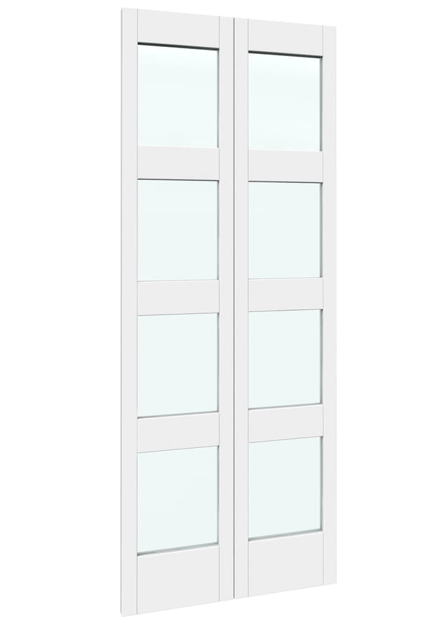 White Shaker 4 Light Clear Glass Bi-fold Doors