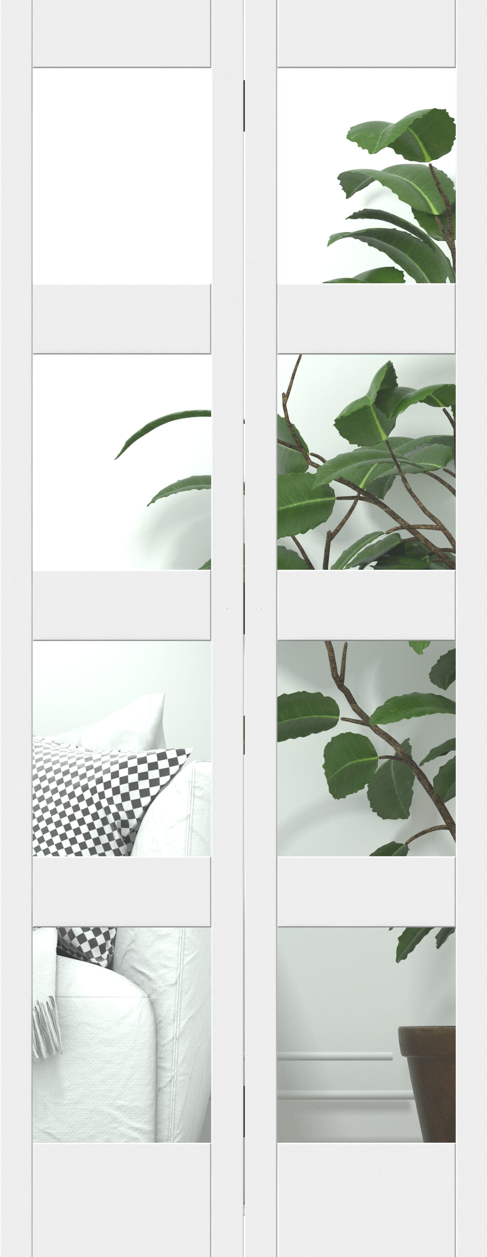 762x1981x35mm (30") White Shaker 4 Light Clear Glass Bi-fold Doors