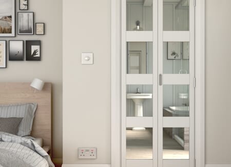 White Shaker 4 Light Clear Glass Bi-fold Doors