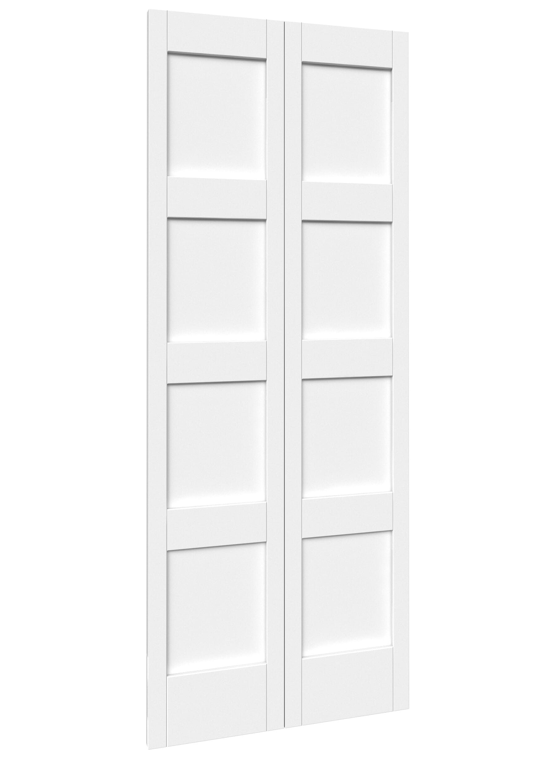 762x1981x35mm (30") White Shaker 4 Panel Bi-fold Doors