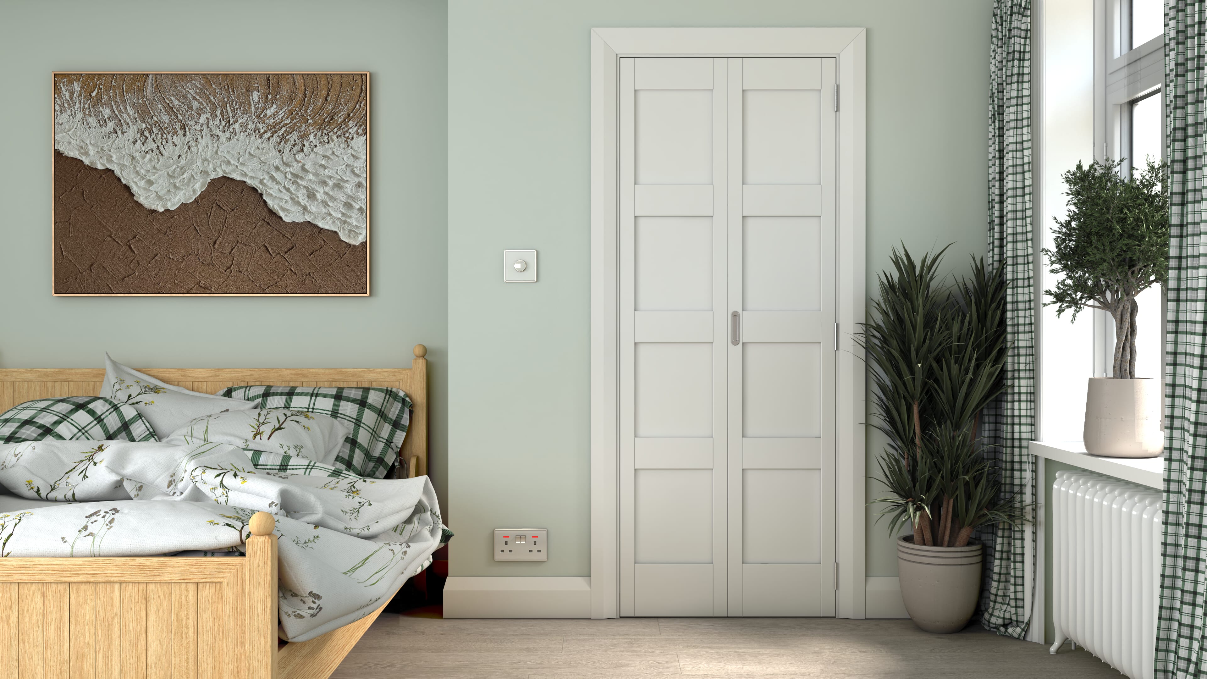 762x1981x35mm (30") White Shaker 4 Panel Bi-fold Doors
