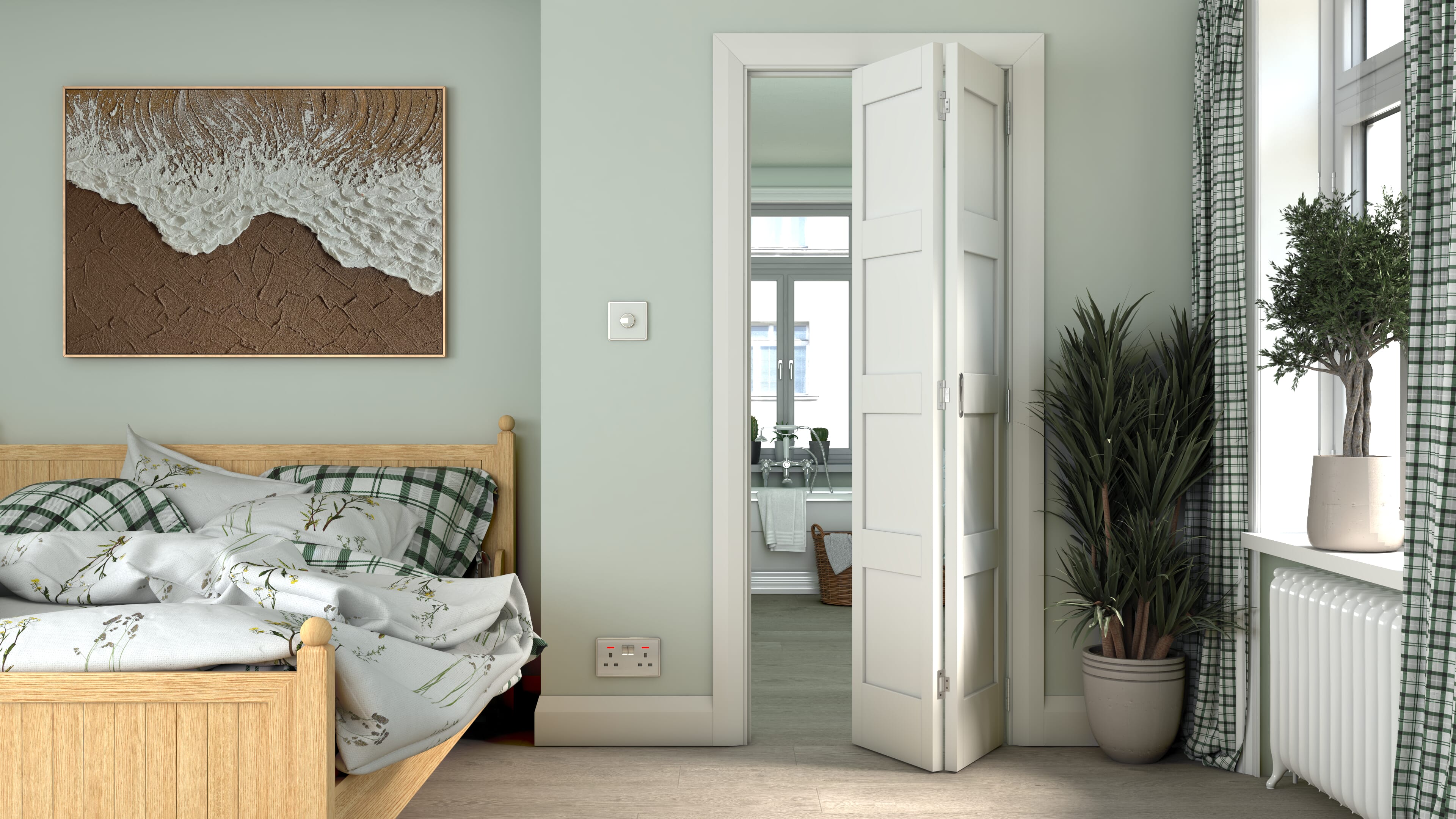 762x1981x35mm (30") White Shaker 4 Panel Bi-fold Doors