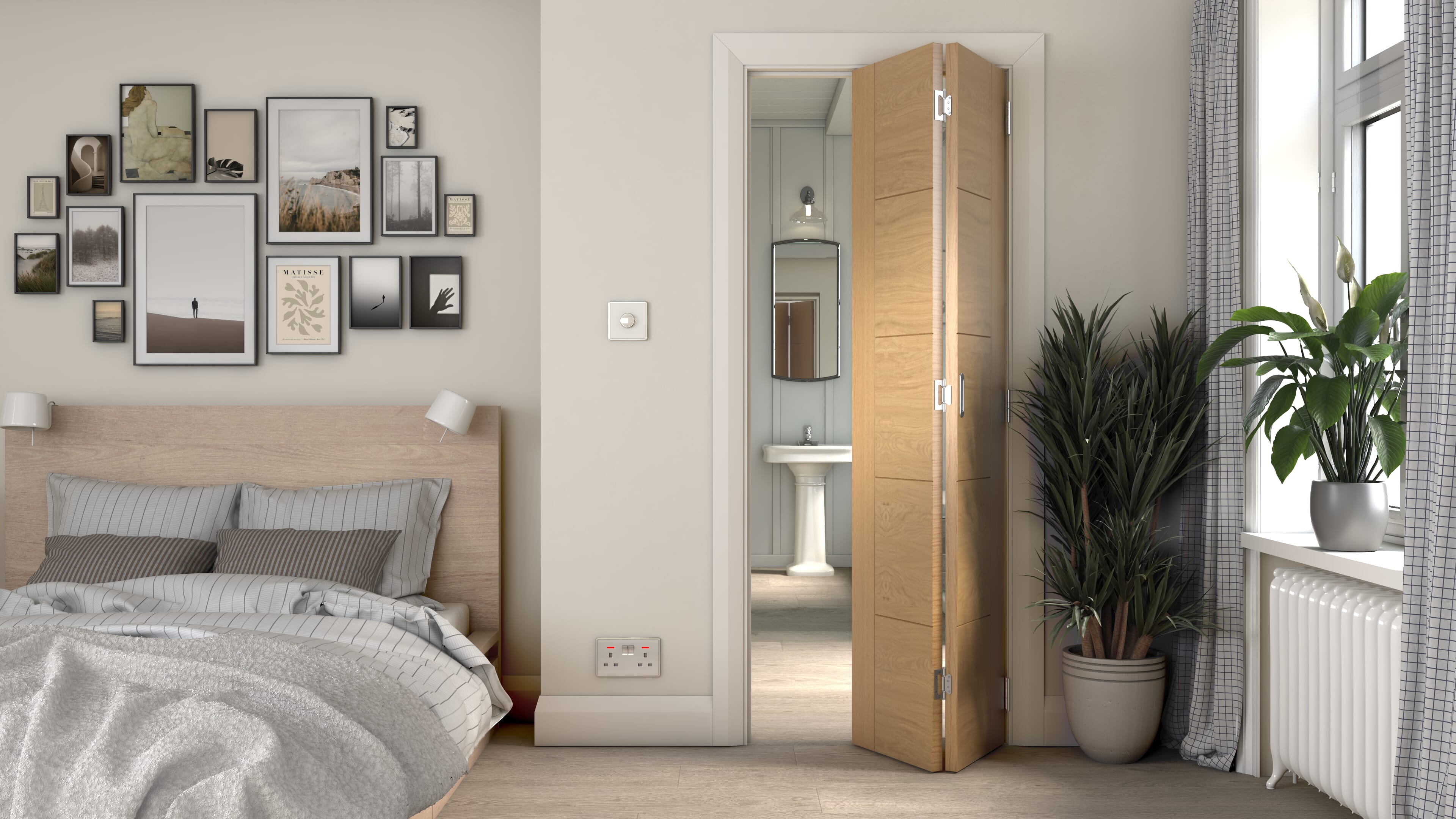 762x1981x35mm (30") Iseo Oak Solid Core - Prefinished Bi-fold Doors