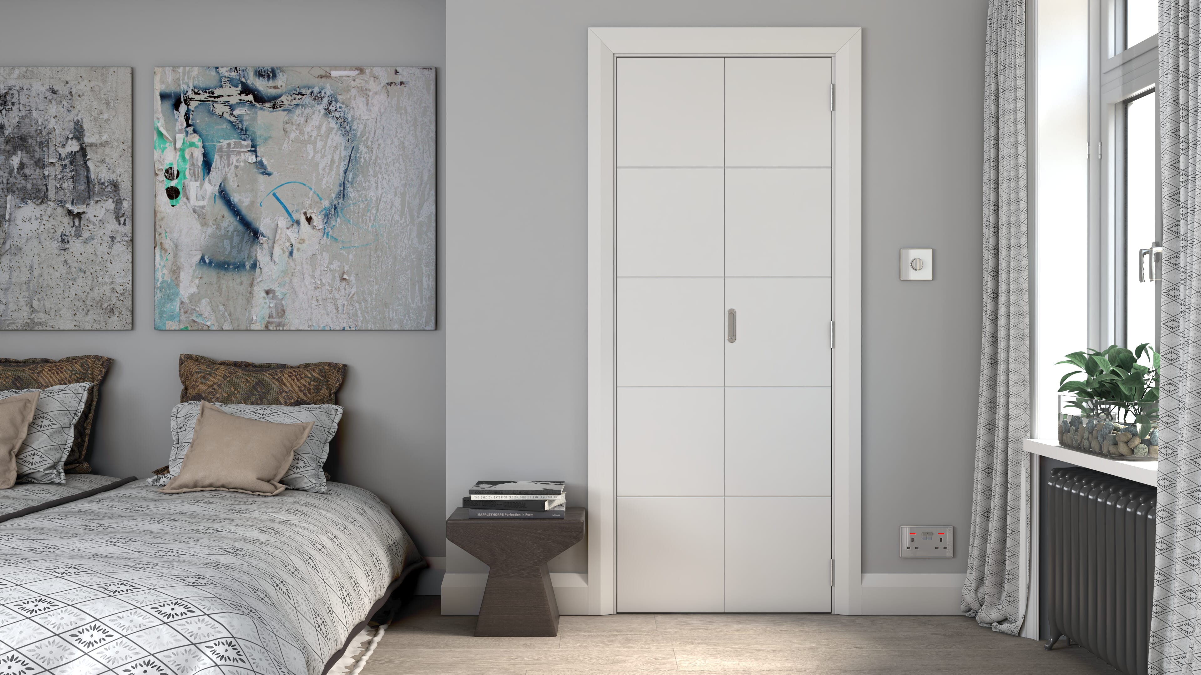 762x1981x35mm (30") Orta White Prefinished Bi-fold Doors