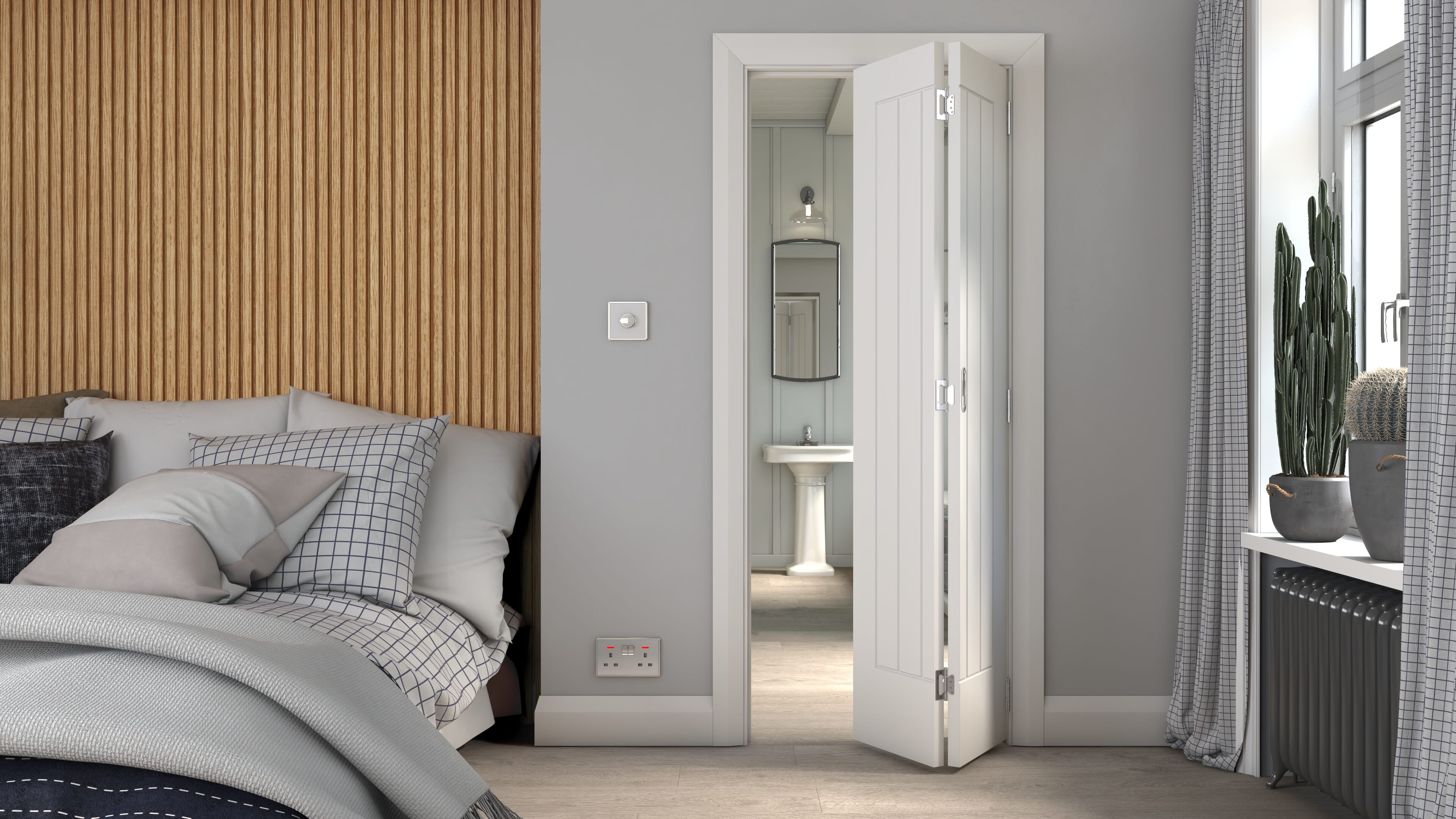 762x1981x35mm (30") White Suffolk Prefinished Bi-fold Doors